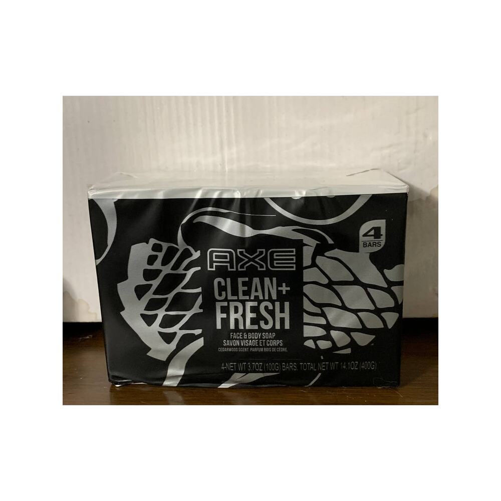 AXE 4Pk of Clean & Fresh Face/Body Soap Cedarwood Scent 4 (3.7Oz) Bars